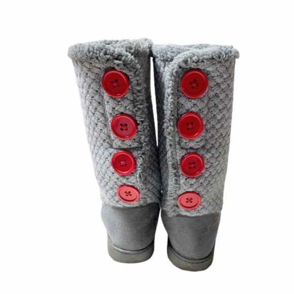 Wisconsin Badgers Gray & Red Fur Lined Knit Booties Women’s Size Medium (7/8) - Picture 5 of 11